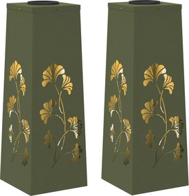 vidaXL Lumină LED Solară pentru Alei 2 pcs Verde măsliniu
