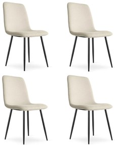 Set de masa 1 + 4, masa CITY 110x75 cm stejar artisan + scaun de masa crem RIFT cu picioare negre