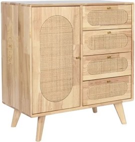 Comoda TV natur , din metal lemn de cauciuc si rattan „Rustic Charm”