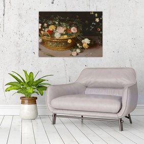 Tablou - Jan Brueghel the Elder, Flowers in a Basket and a Vase, reproducere (70x50 cm)