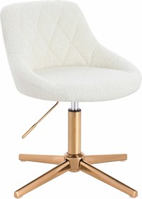 HR1054CROSS Scaun Crem Boucle cu Bază Aurie
