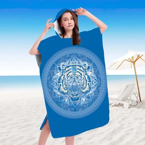 Poncho prosop de plaja TIGER albastru 80x145 cm