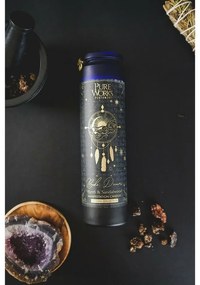Arome Lumânare organică Myrrh&amp;Sandalwood 300 gîntr-un pahar înalt colorat cu panglică