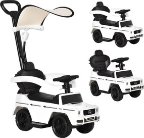 HOMCOM Mercedes Licențiat Mașină de împins pentru copii 12-36 luni, acoperiș și mâner de împins, 85.5x40.5x95 cm, alb | Aosom Romania