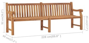 Banca de gradina, 228 cm, lemn masiv de tec 1, 228 x 69 x 92 cm, 228 x 69 x 92 cm