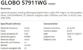 Aplica de perete cu spot directionabil design modern Robby lemn