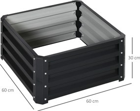 Outsunny Set de 2 jardiniere înălțate, pătrat de grădină pentru legume, flori, oțel galvanizat 60 x 60 x 30,5 cm, gri | Aosom Romania