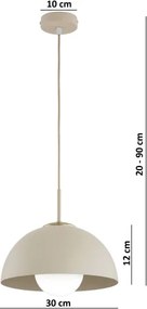 Brilagi - Lustră suspendată pe cablu COSMO 1xE27/60W/230V Ø30 cm bej/auriu