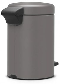 Cos de gunoi cu pedala Brabantia NewIcon 1001096, 3 L, Inchidere lina, Baza antiderapanta, Finisaj mineral, Gri