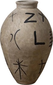 Vas decorativ din teracotta cu motive tribale, H83 cm , "Ritual"