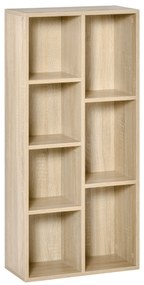 HOMCOM Bibliotecă de Lemn Raft de Cărți cu 7 Compartimente pentru Plante Fișiere 50x24x106 cm Roble | Aosom Romania