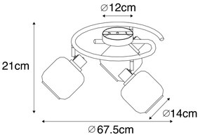 Plafoniera cu spoturi neagră cu sticlă fumurie rotundă cu 3 lumini - Zuzanna