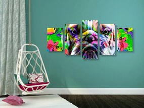 Tablou 5-piese buldog pop-art