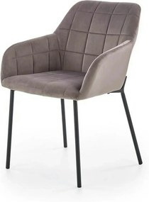 Scaun living K305, gri/negru, stofa catifelata/metal, 58x57x80 cm