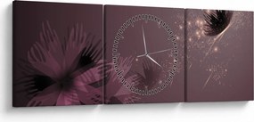 Tablou - Floare și fluture (cu ceas) (90x30 cm)
