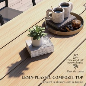 Masă pentru terasă Outsunny pentru 8 persoane, 180x90cm | Aosom Romania