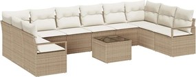 vidaXL Set de canapele pentru grădină 11 pcs Bej și crem poliratan