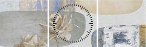 Tablou - Pictură flori și texturi (cu ceas) (90x30 cm)