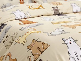 Lenjerie de pat din flanel COLORED CATS crem Dimensiune lenjerie de pat: 70 x 90 cm | 140 x 220 cm