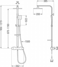 Mexen CQ45 set de duș suprapus cu pară de duș și baterie termostatică, auriu - 772504595-50