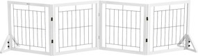 PawHut Poartă Pliabilă pentru Câini, Poartă de Siguranță pentru Animale și Căţei cu 4 Panouri și Picioare Triunghiulare, 280x70 cm, Alb | Aosom Romania