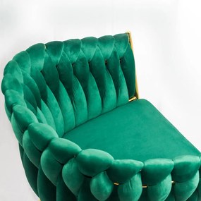 Scaun living verde BUC 261 din catifea cu cadru auriu metalic