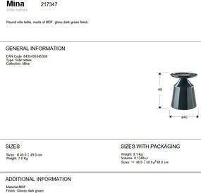 Masuta laterala rotunda din MDF Mina verde inchis