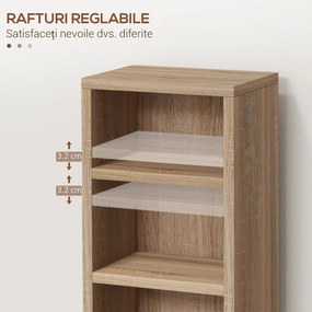 HOMCOM Set de 2 Biblioteci cu 12 Rafturi pentru 204 CD-uri/DVD-uri, Bibliotecă Coloană, 21x22,5x88,5 cm, Lemn Natural | Aosom Romania