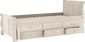Pat cu pat suplimentar, alb antic, 90x200, ANTIKO