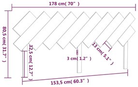 Tablie de pat, gri, 178x3x80,5 cm, lemn masiv de pin Gri, 178 x 3 x 80.5 cm, 1