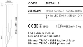 Lustra cu 3 pendule LED design LUX, fabricat manual TYPHA