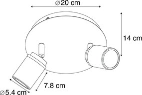 Spot modern inteligent negru, incl. GU10, 2 lumini, IP44 - Ducha