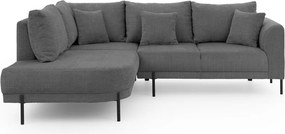 Colțar gri închis cu tapițerie din chenille (cu colț pe partea stângă/în formă de ”L”) Mauris – Ropez