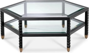 Masuta de Cafea Design LUX, Lemn, Negru, Sticla, Cornelius