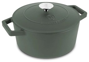 Oală din fontă emailată cu capac 24 cm, 4.35L – Berlinger Haus Green Matte Collection BH 6544, verde, pentru pâine, fripturi și supe