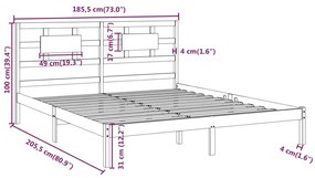 Cadru de pat Super King 6FT, gri, 180x200 cm, lemn masiv Gri, 180 x 200 cm