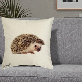 Perna Decorativa Arici Fotorealist, 40x40 cm, Ecru, Husa Detasabila, Perna Inclusa, BEKZ®