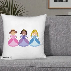 Perna Personalizata Printese Diverse Ilustratie, 40x40 cm, Alb Pufos, Husa Detasabila, Perna Inclusa, BEKZ®