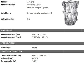Vaza flori, Vas decorativ Aila L transparent