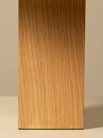 Lampă de masă din bumbac bej cu structură din furnir de stejar și metal cromat, abajur dublu, finisaj natural, 50×35 cm, „Doppia"