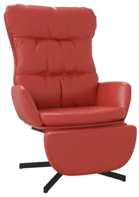 3097616 vidaXL Scaun de relaxare cu taburet, roșu vin, piele ecologică