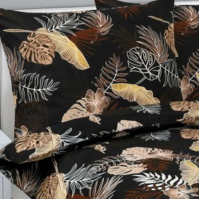 Bellatex Lenjerie de pat din bumbac Monstera maroînchis, 140 x 200 cm, 70 x 90 cm