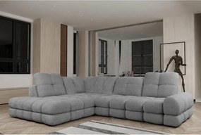 Coltar extensibil 3m TOLLO L, sezlong stanga, stofa catifelata gri - R