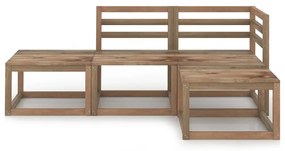 Set mobilier de gradina, 4 piese, maro, lemn de pin tratat
