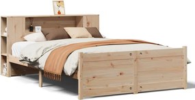 vidaXL Pat cu bibliotecă fără saltea, 140x190 cm, lemn masiv de pin