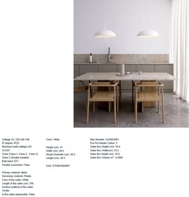 Pendul design modern Versale alb 49,5cm