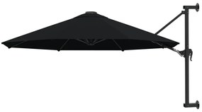 vidaXL Umbrelă de soare de perete cu stâlp metalic, negru, 300 cm