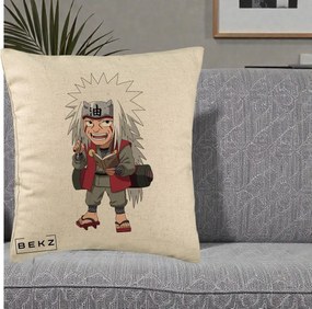 Perna Personalizata Naruto Jiraiya Sensei Chibi, 40x40 cm, Bej, Husa Detasabila, Perna Inclusa, BEKZ®