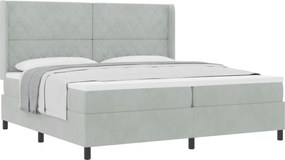 vidaXL Pat cu arcuri cu saltea Gri deschis 200 x 200 cm Catifea