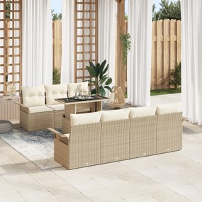 vidaXL Set de canapele de grădină format din 8 piese cu perne bej din rattan sintetic